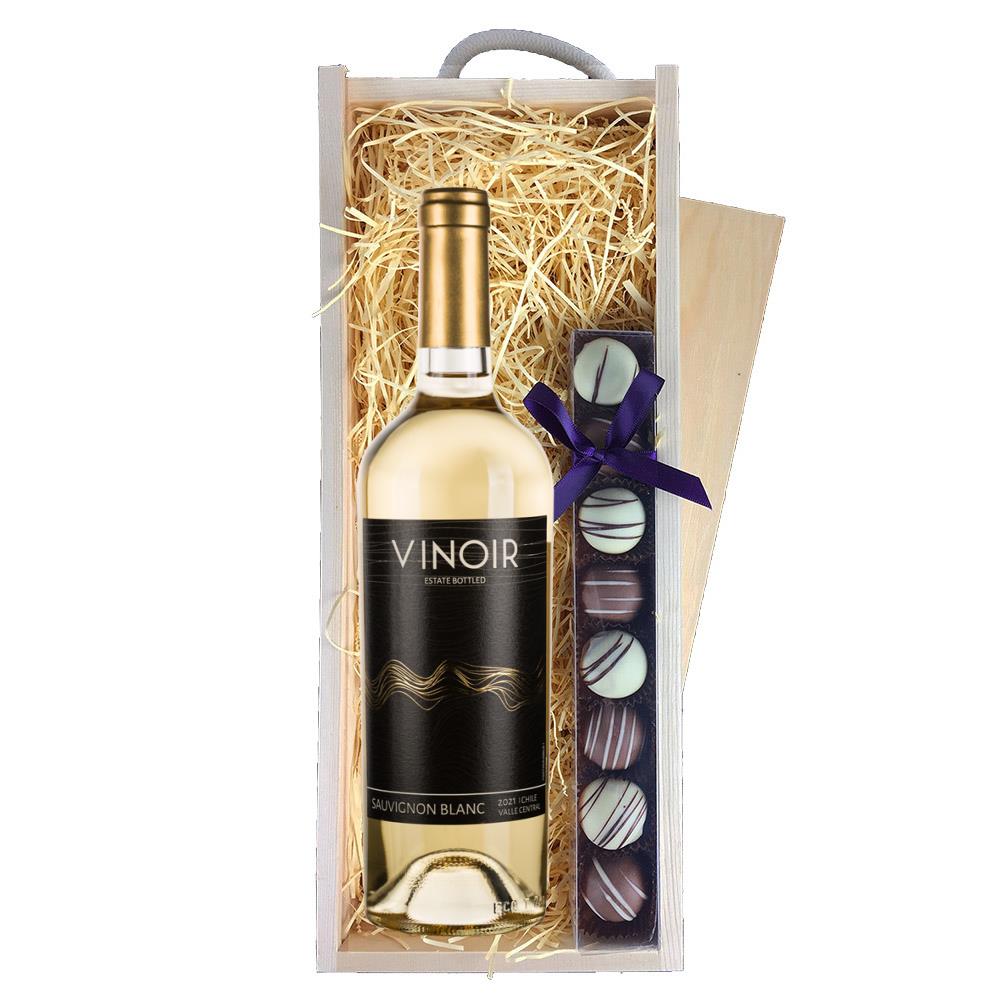 Vinoir Sauvignon Blanc & Heart Truffles, Wooden Box